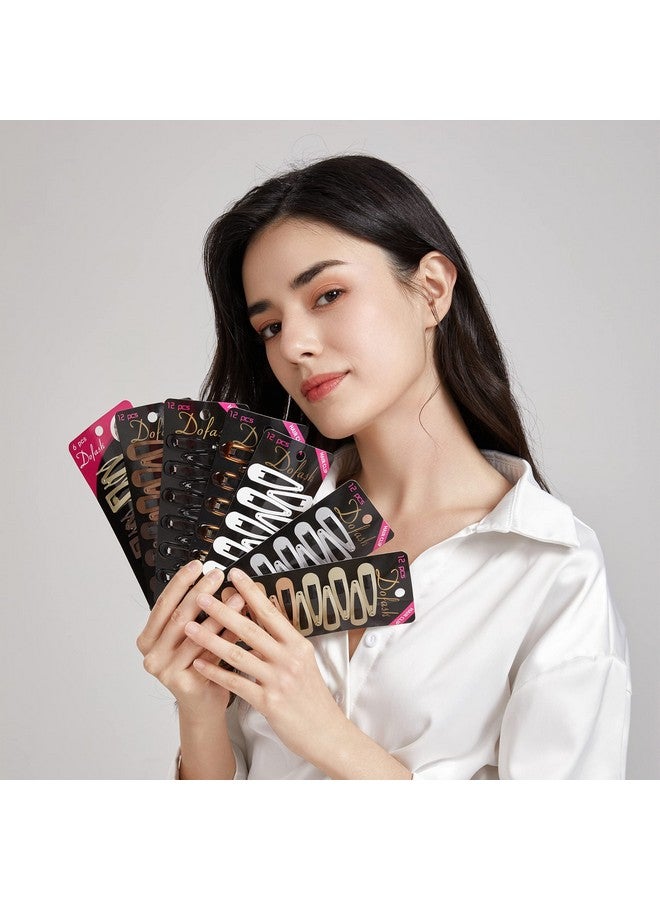 Dofash Ofash Double Grips Hair Clips Hair Barrettes Snap Hair Clips Metal Hair Grips Hair Accessories (Black 2Pcs+Brown 2Pcs+Gold 2Pcs)… - Image 3