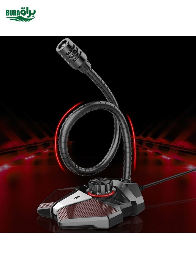 BURAQ USB JK Omni-directional Pick-up Microphone Built-in Sound Card  Flexible Gaming Mic  - Image 1