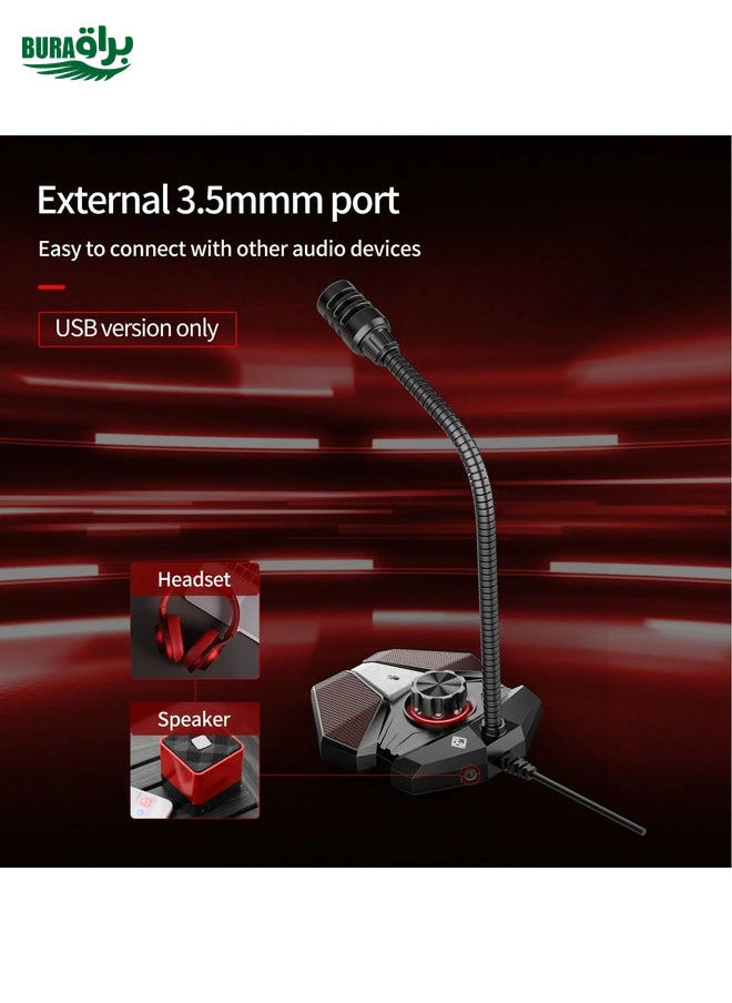 BURAQ USB JK Omni-directional Pick-up Microphone Built-in Sound Card  Flexible Gaming Mic  - Image 4