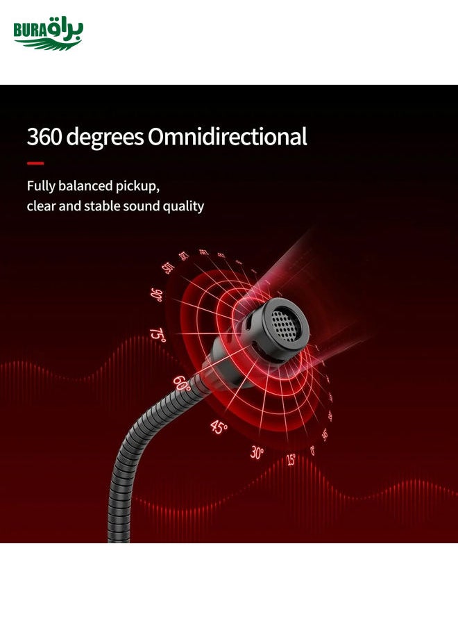 BURAQ USB JK Omni-directional Pick-up Microphone Built-in Sound Card  Flexible Gaming Mic  - Image 5