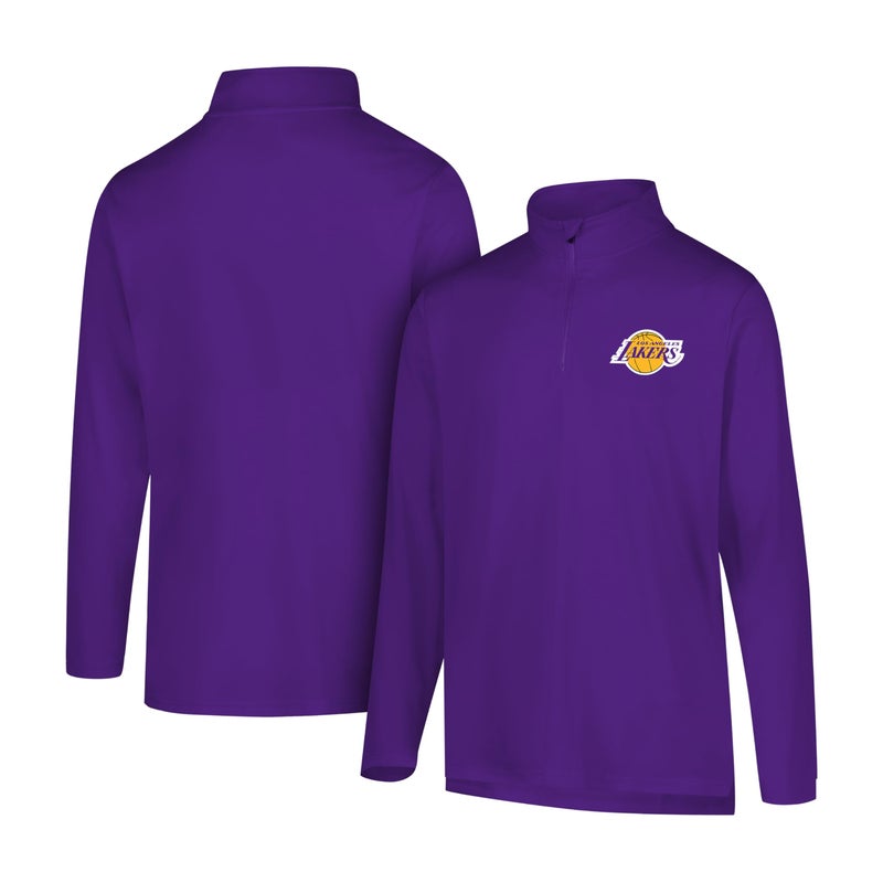 Ultra Game NBA Official Men’s Quarter Zip Long Sleeve Pullover T-Shirt - Unisex, Los Angeles Lakers, Team Color, Medium - Image 4