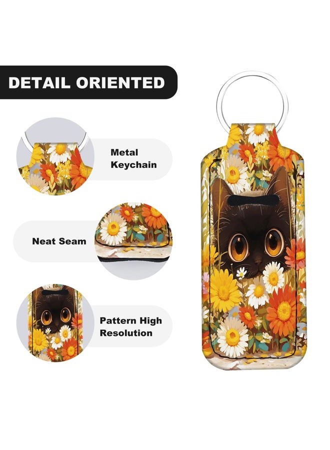 WXCYDG Chapstick Holder Keychain,Cute Lip gloss Keychain,Lipstick Neoprene Clip-on Lip Balm Holder for Woman, Black Cat 1 - Image 3
