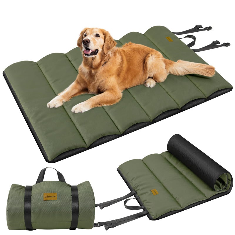 Gimars Upgraded Outdoor Dog Bed with Waterproof Film, Easy to Roll Up with Buckle, Large Travel Pet Bed for Medium & Large Dog, Portable, Foldable, Washable for Camping,Traveling - Image 1