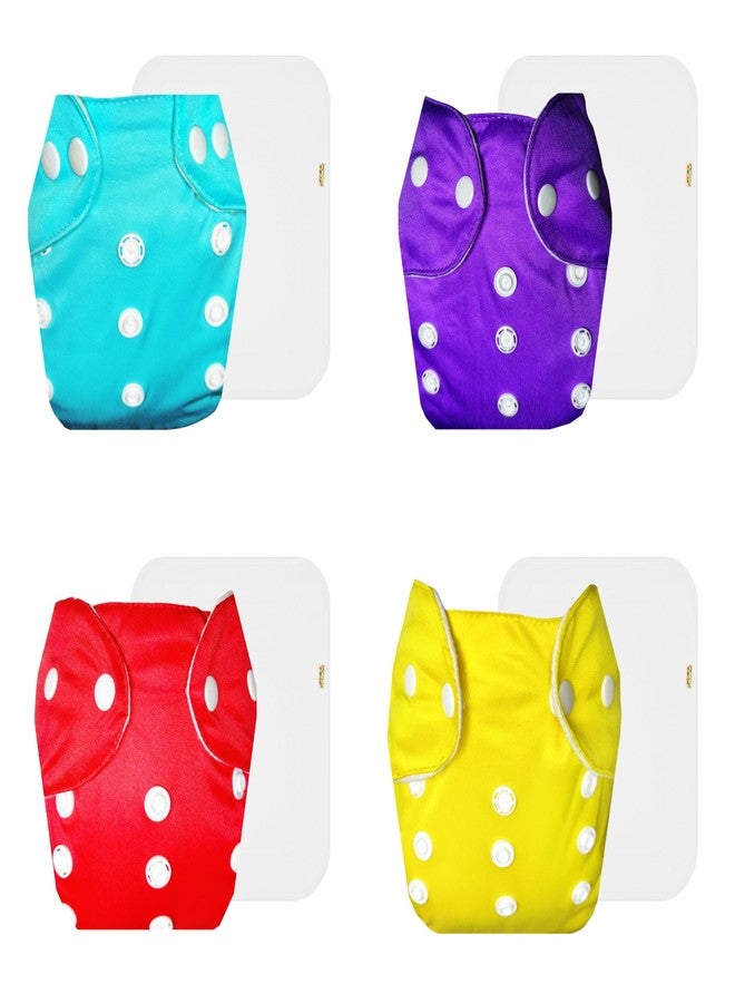 Dumbledo Lite Cloth Diaper with Cotton Insert (Pack of 4) | Hypoallergenic | Reusable & Washable | Easy to Clean | Worry-Free Diapering | 3 Months - 2 Years | Unisex Baby - Image 1