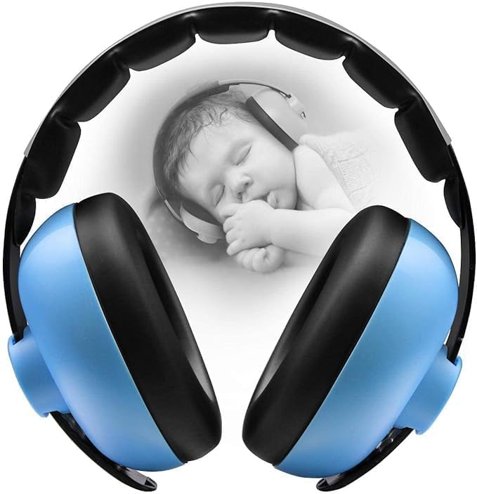 HZYH Baby Ear Protection, Baby Adjustable Noise Cancelling Headphones, Soft Baby Ear Muffs, Noise Reduction Earmuffs for Babies Toddlers Infants 0-3 Years, for Concerts, Outdoors, Airplane, Blue - Image 1