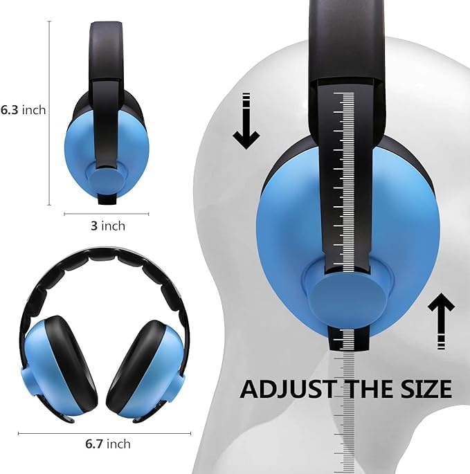 HZYH Baby Ear Protection, Baby Adjustable Noise Cancelling Headphones, Soft Baby Ear Muffs, Noise Reduction Earmuffs for Babies Toddlers Infants 0-3 Years, for Concerts, Outdoors, Airplane, Blue - Image 2
