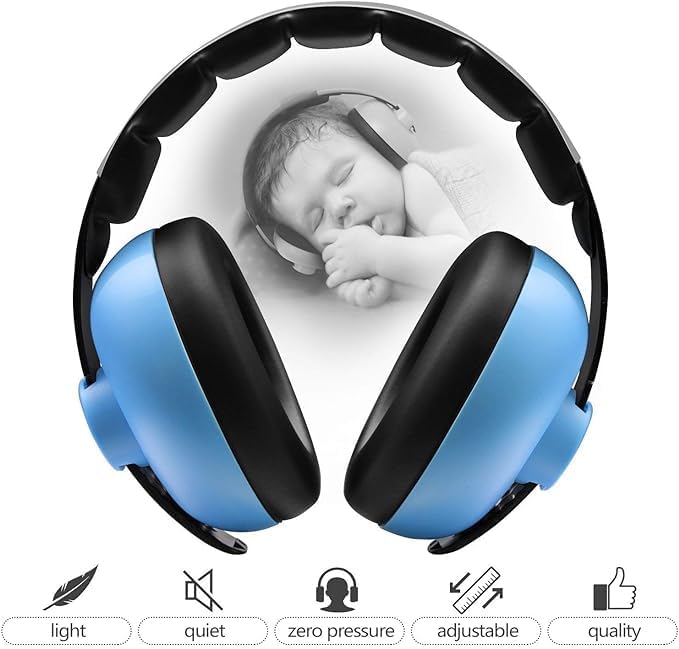 HZYH Baby Ear Protection, Baby Adjustable Noise Cancelling Headphones, Soft Baby Ear Muffs, Noise Reduction Earmuffs for Babies Toddlers Infants 0-3 Years, for Concerts, Outdoors, Airplane, Blue - Image 3