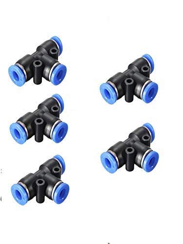 KROST KROST 6 mm Tee Union Pneumatic Push Connector Air Line Quick Fittings 5 Pieces 