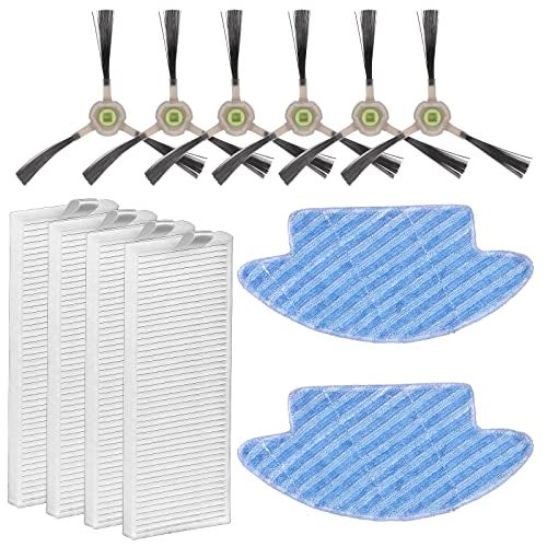 BRUVISH (12 Pieces) M210S M213S Replacement Parts for Lefant M210 Pro M210P M210B M213S M210S M210 M213, OKP Life K2 K3 K3A K4 K5, Robot Vacuum Accessories, 2 Mop Pads, 4 HEPA Filters, 6 Side Brushes - Image 1