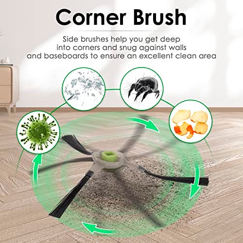 BRUVISH (12 Pieces) M210S M213S Replacement Parts for Lefant M210 Pro M210P M210B M213S M210S M210 M213, OKP Life K2 K3 K3A K4 K5, Robot Vacuum Accessories, 2 Mop Pads, 4 HEPA Filters, 6 Side Brushes - Image 3