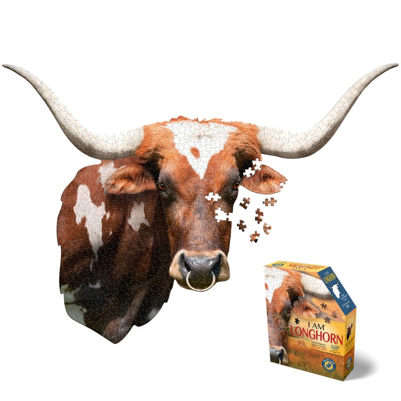Madd Capp Puzzles I AM Longhorn 550 pieces Animal Shaped Jigsaw Puzzle - Image 3