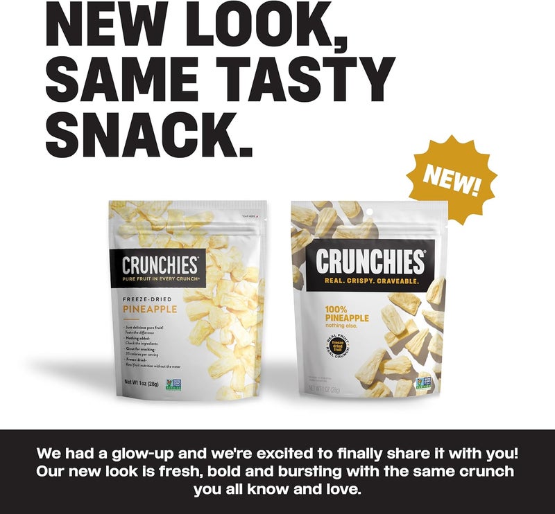 Crunchies Freeze-Dried Pineapple Snacks - 100% All Natural, Non-GMO, Kosher, Resealable Pack of 6 - Image 3