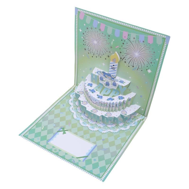 3D Pop Up Birthday Card Music LED Light Birthday Cake Firework Happy Birthday Greeting Card for Women Men Kids Wife Mom Husband Green - Image 4