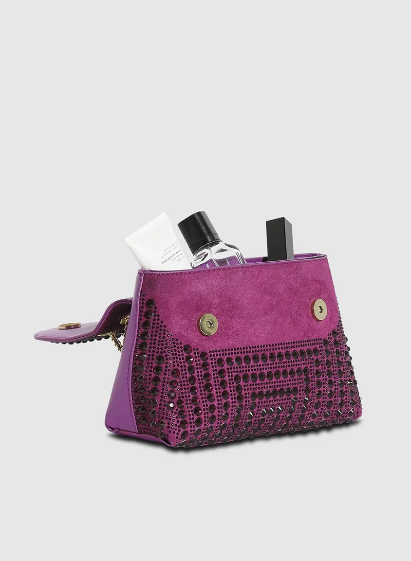 Haute Sauce Women's All Over Studs Handbag - Burgundy