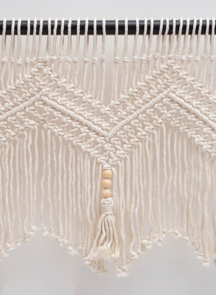 Boho Valance Macrame Curtains for Windows, Boho Macrame Textured Cotton Kitchen Curtain Wall Decor, Macrame Valance for Bedroom Livingroom Boho Decor Wall Hanging, 1 Panel 52" W x 21" L  - Image 5