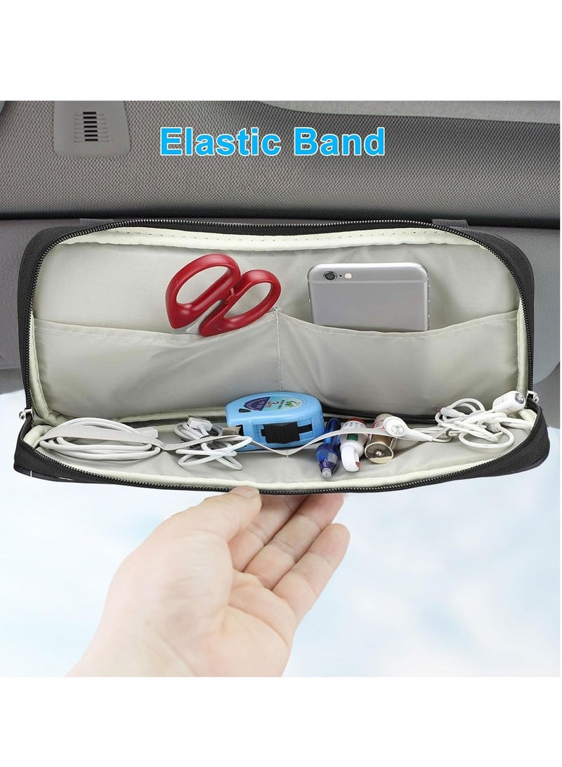 Linkstyle Car Sun Visor Organizer Auto Interior Leather Storage Pocket Pouch Bag for Card License Registration Pen Mobile - Image 2