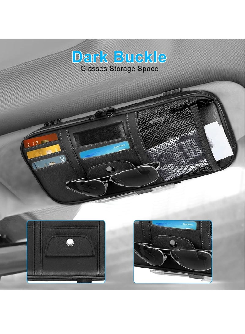 Linkstyle Car Sun Visor Organizer Auto Interior Leather Storage Pocket Pouch Bag for Card License Registration Pen Mobile - Image 3