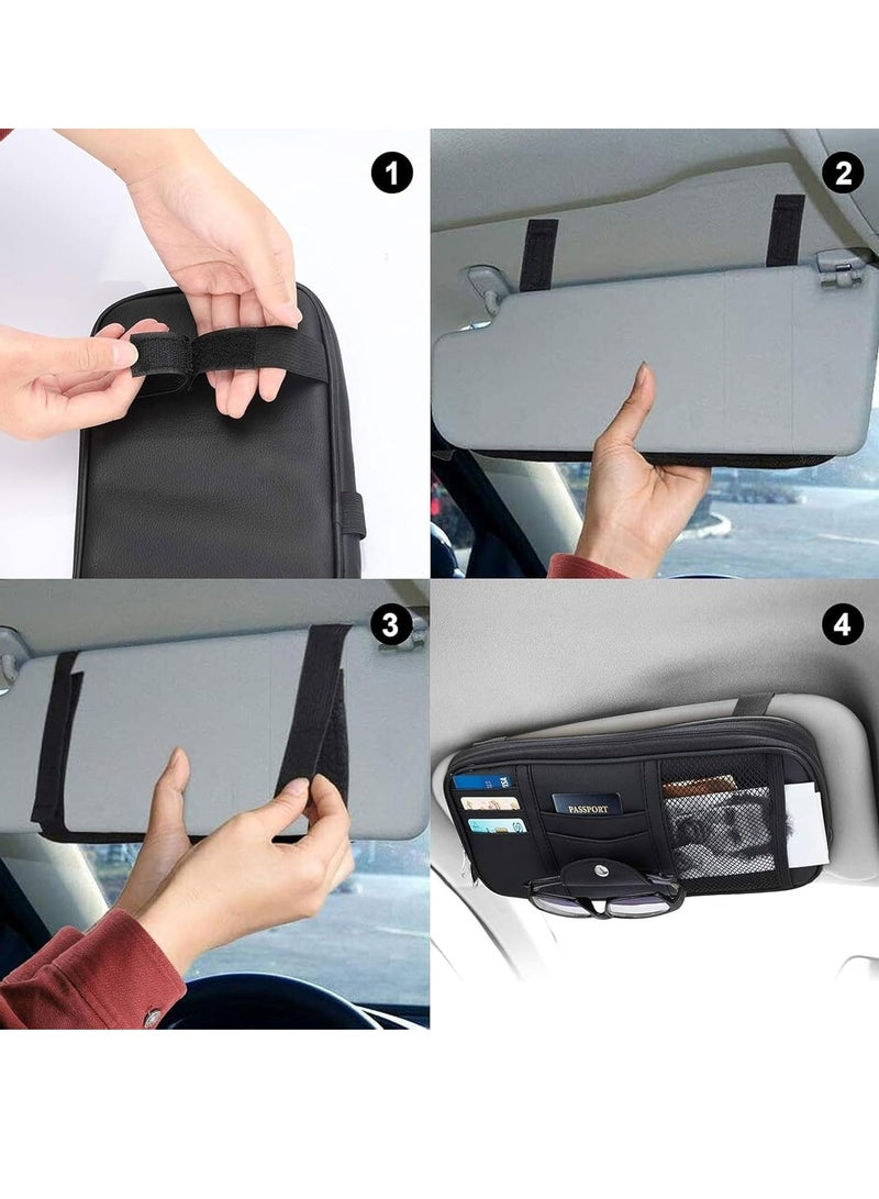 Linkstyle Car Sun Visor Organizer Auto Interior Leather Storage Pocket Pouch Bag for Card License Registration Pen Mobile - Image 4