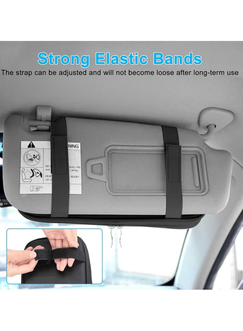 Linkstyle Car Sun Visor Organizer Auto Interior Leather Storage Pocket Pouch Bag for Card License Registration Pen Mobile - Image 5