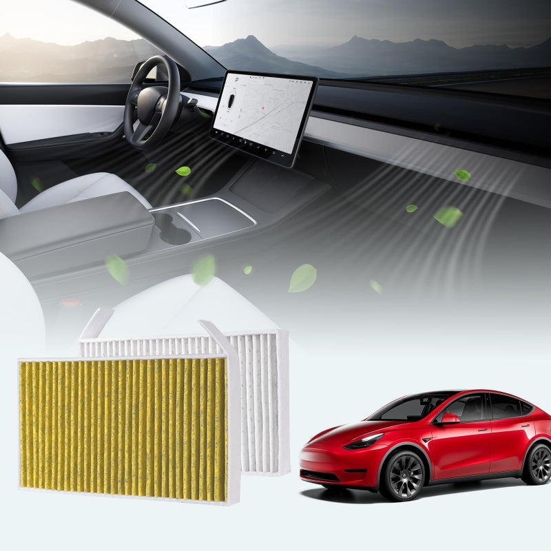 BASENOR Tesla Model Y Model 3 Cabin Air Filter with Activated Carbon [Longer Lasting] [OEM Filter Replacement] for 2020-2026 Model Y 2017-2025 Tesla 3 [Compatible with 2025 2026 Model Y Juniper]