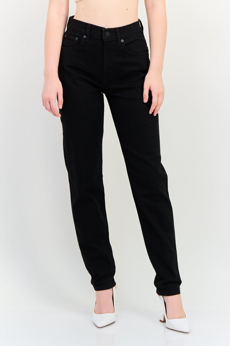 Levi's Women Boyfriend Fit Solid Stretchable Jeans, Black - Image 1