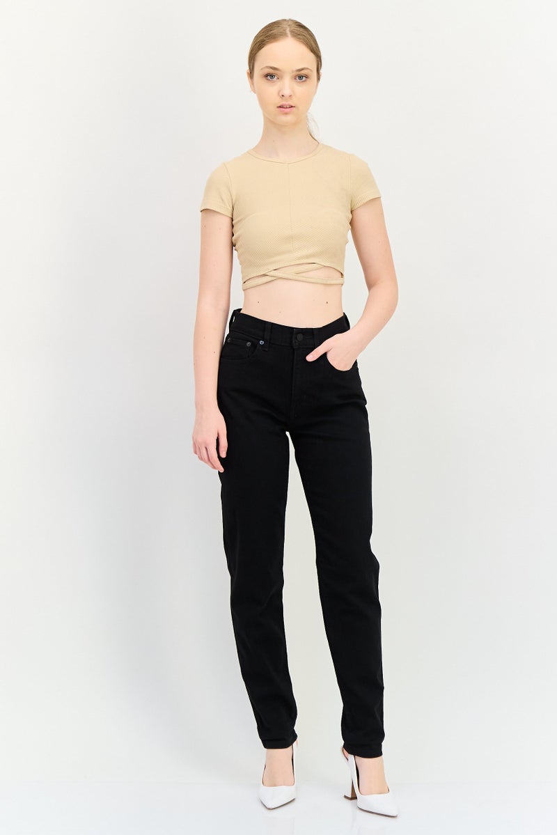 Levi's Women Boyfriend Fit Solid Stretchable Jeans, Black - Image 4