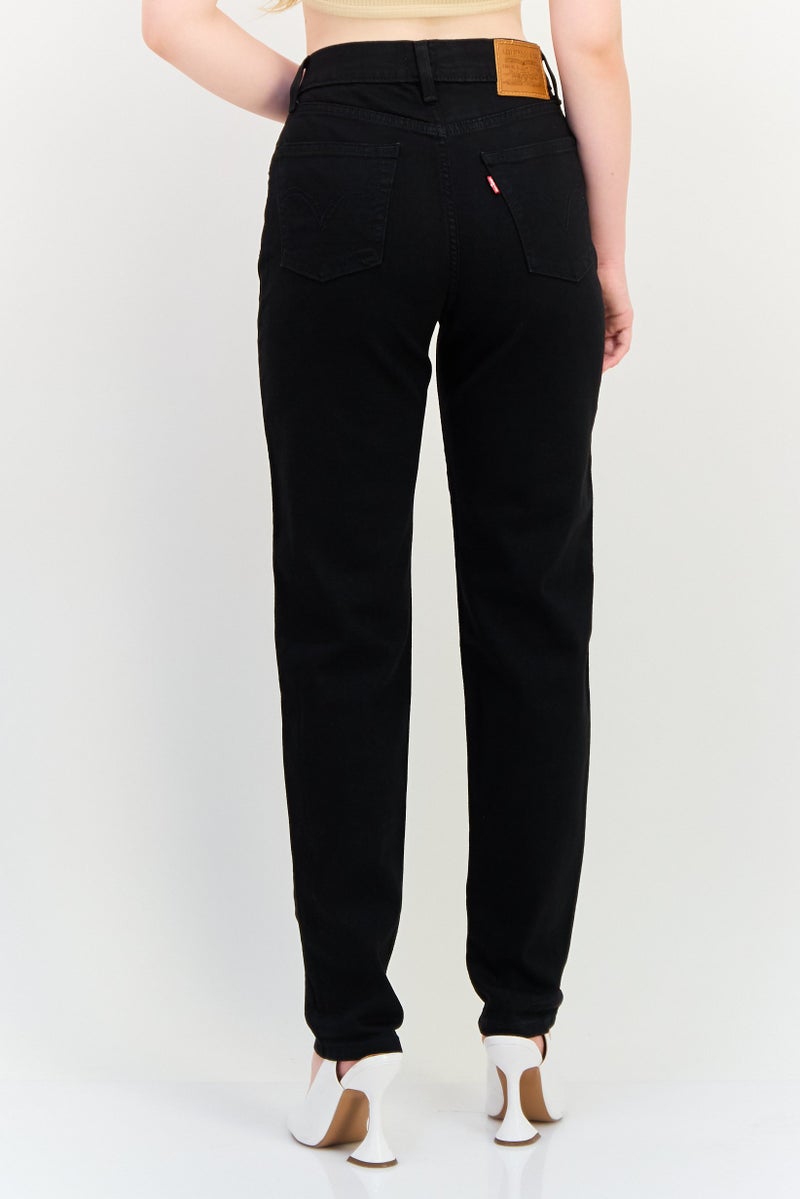 Levi's Women Boyfriend Fit Solid Stretchable Jeans, Black - Image 3