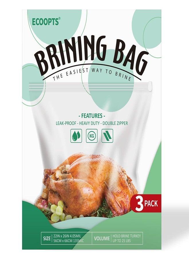 ECOOPTS 3 Counts Turkey Brining Bag by ECOOPTS | 26"×22" Extra Large | Thickened Brining Bag Holds Up to 35 Pounds | Double Zippers Seal | BPA Free (3 Brine bags) - Image 1