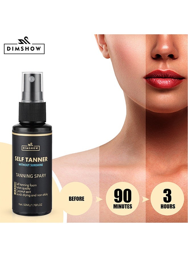 DIMSHOW Self Tanner Without Sunshine Tanning Spary, Sunless Tanning Mist with Coconut Scent, Quick Drying Non-Sticky Fake Tan for Natural Bronzed Skin 50ML - Image 5