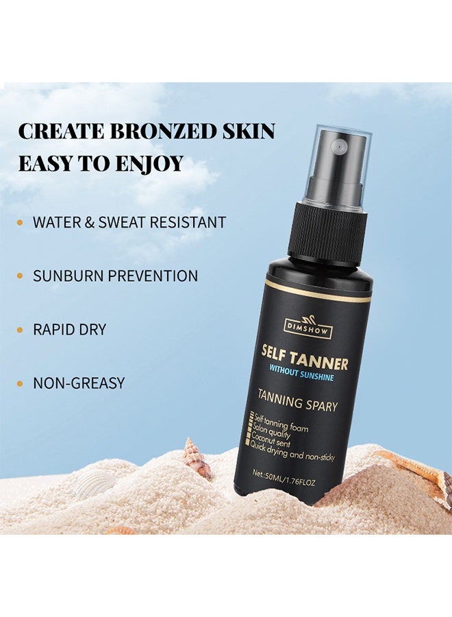DIMSHOW Self Tanner Without Sunshine Tanning Spary, Sunless Tanning Mist with Coconut Scent, Quick Drying Non-Sticky Fake Tan for Natural Bronzed Skin 50ML - Image 3