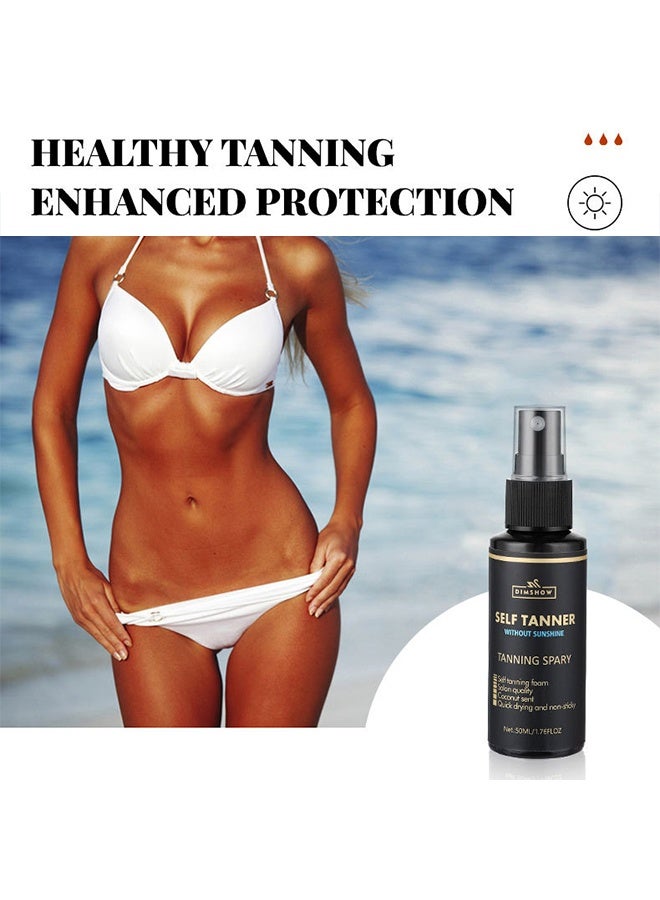 DIMSHOW Self Tanner Without Sunshine Tanning Spary, Sunless Tanning Mist with Coconut Scent, Quick Drying Non-Sticky Fake Tan for Natural Bronzed Skin 50ML - Image 2