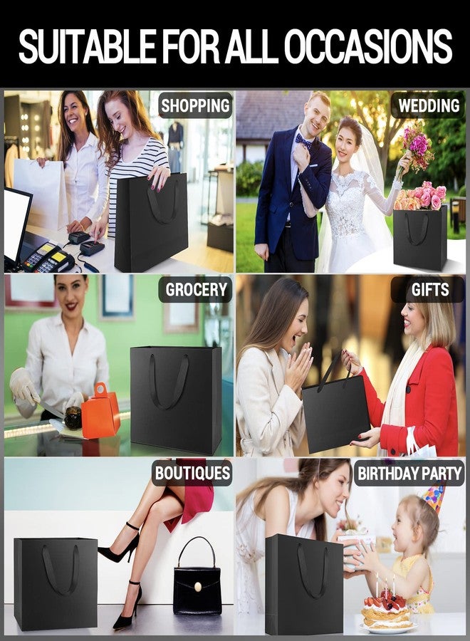 EUSOAR Large Black Gift Wrap Bags, 20pcs 12.5"x4.5"x11" Kraft Paper Black Shopping Bags with Handles Bulk,Retail Wrapping Bags for Business, Craft Grocery, Boutique, Party Favor, Wedding - Image 5