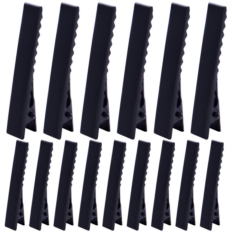 100pcs Metal Alligator Hair Clips Flat Top with Teeth Single Prong Hairpins Sectioning Hairdressing Salon Clips for Women Girls Hairbow DIY Art Craft Projects Black