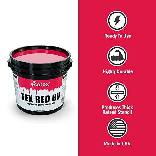 Ecotex® Tex Red HV Emulsion (Pint - 16oz.) - High Viscosity Pre-Sensitized Screen Printing Emulsion, for Plastisol and UV Inks, Silk Screens, Textiles, and Fabric - Screen Printing Supplies - Image 3
