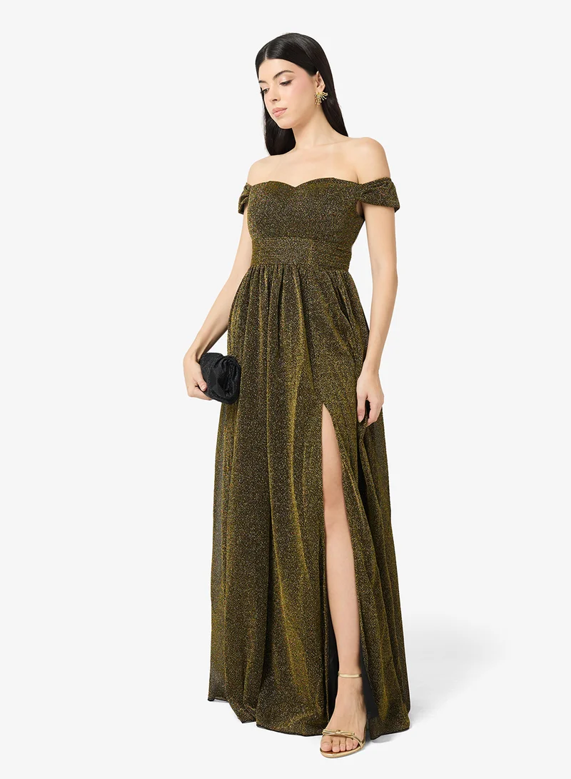Ella Limited Edition  Off Shoulder Shimmer Dress for Women | Best Price UAE