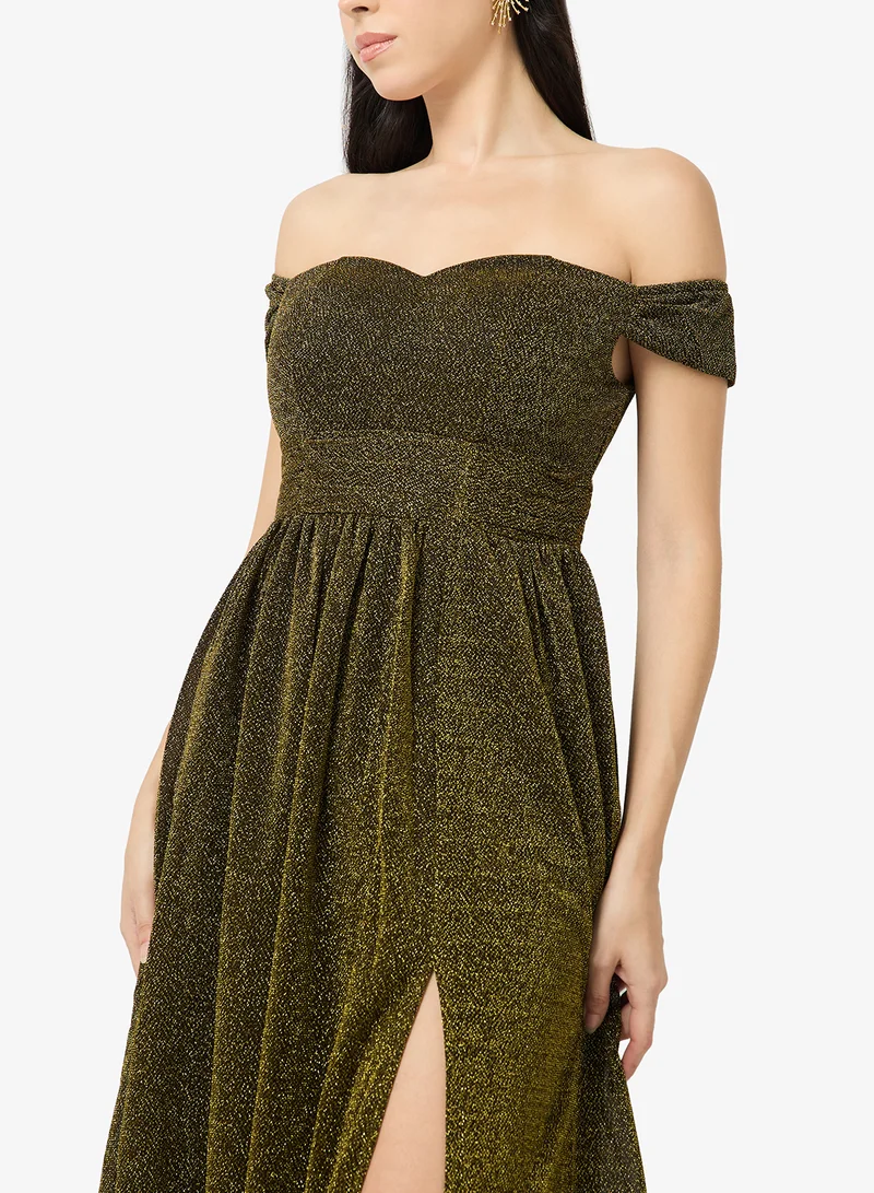 Ella Limited Edition  Off Shoulder Shimmer Dress for Women | Best Price UAE