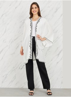 Embroidered Border Short Kimono