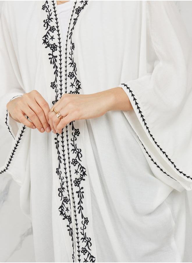 Styli - Embroidered Border Short Kimono - Image 1