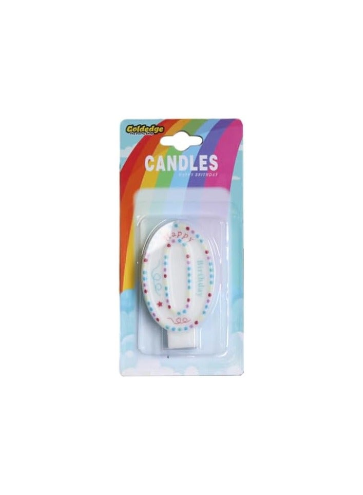Goldedge تزيين كعكة عيد الميلاد برقم 0 من جولد إيدج مع شمعة (أبيض) - Image 4