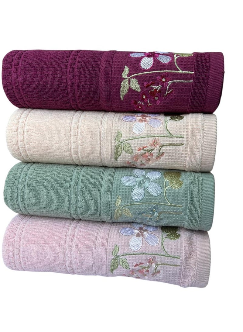 Homex Luxury Bath Towel Set – 4 Pieces, 60×120 cm, Premium Quality with Elegant Design  - Image 1