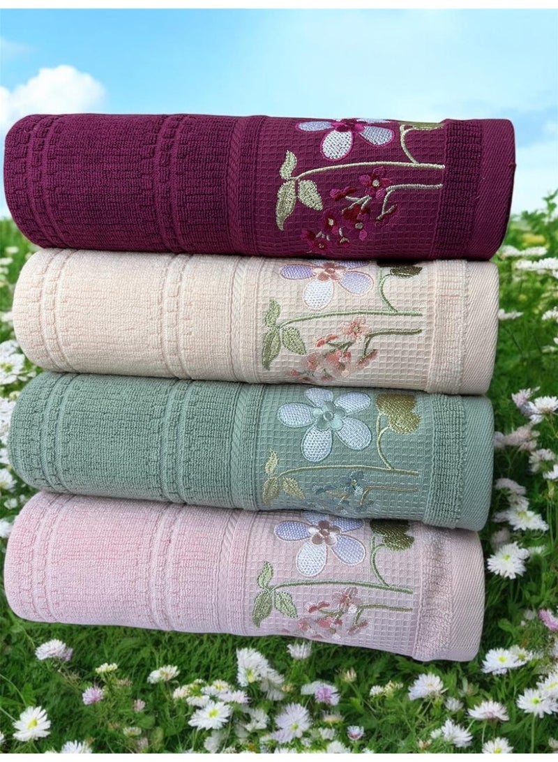 Homex Luxury Bath Towel Set – 4 Pieces, 60×120 cm, Premium Quality with Elegant Design  - Image 3