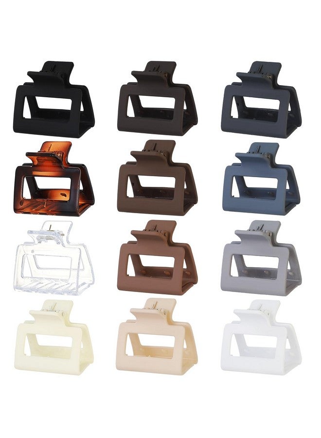 سيسيايبو مشابك شعر متوسطة الحجم من Sisiaipu مقاس 2 بوصة، 12 مشبك شعر مربع للشعر الرقيق، غير لامع، غير قابل للانزلاق، مشابك فك الموز من الأكريليك، إكسسوارات شعر بالجملة للنساء والفتيات - محايد - Image 2