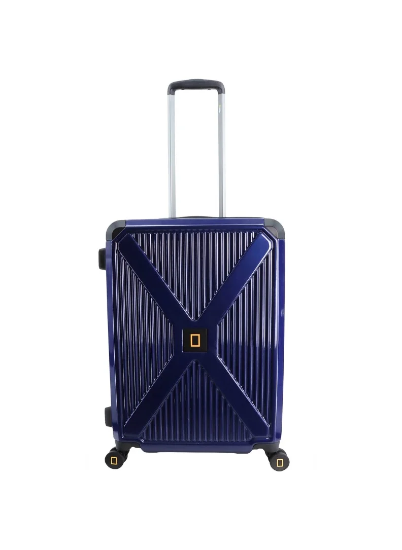 NATIONAL GEOGRAPHIC National Geographic Metallic PC Hardside Luggage Metallic Blue Medium Trolley Bag, Lightweight Durable Anti-Theft Zipper TSA Lock, 4 Double Spinner Wheels, Expandable Suitcase with Aluminum Telescopic Handle