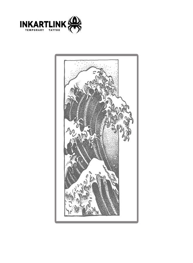 INKARTLINK Sea Wave Temporary Tattoos, Realistic Waterproof Fake Tattoos - Image 4