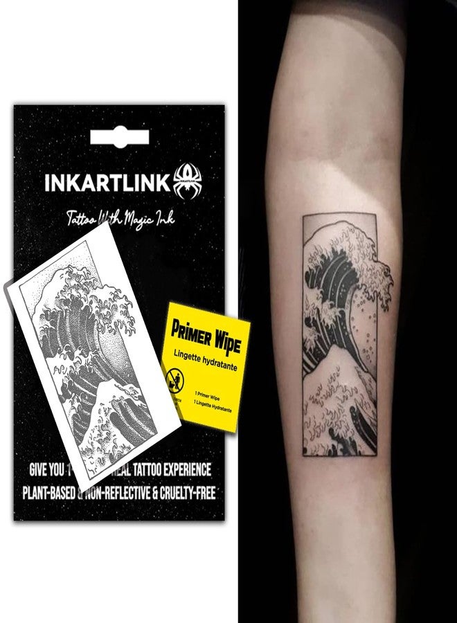 INKARTLINK Sea Wave Temporary Tattoos, Realistic Waterproof Fake Tattoos - Image 1