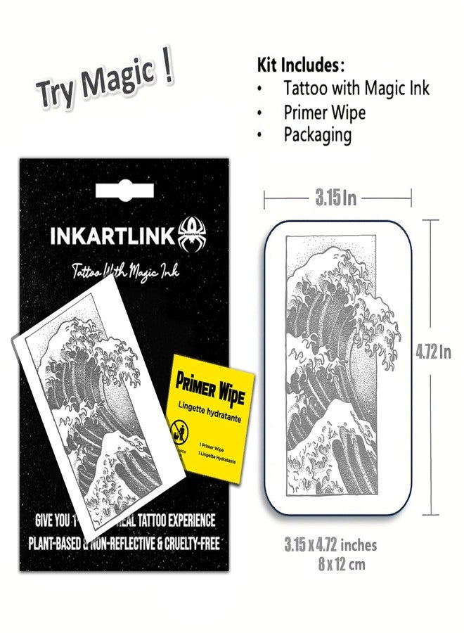 INKARTLINK Sea Wave Temporary Tattoos, Realistic Waterproof Fake Tattoos - Image 2