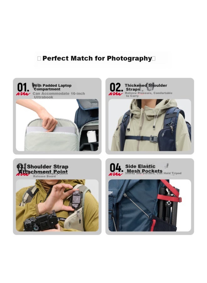 Vsgo Pocket Ranger Outdoor Photography Travel Backpack, Camera Bag For Men And Women, Lightweight Hiking Backpack, Navy Blue, 25l - Image 5