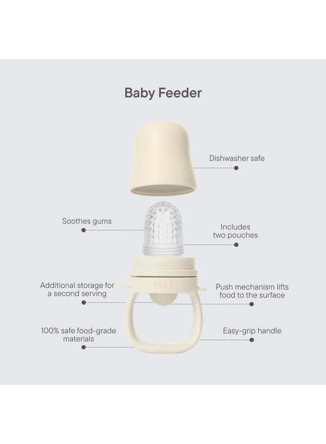 BIBS Baby Feeder with 2 Silicone Nipples, Compatible with Freezer Tray, Easy-Grip, BPA-Free - Ideal for Teething & Self-Feeding, 4+ Months - Ivory - Image 2