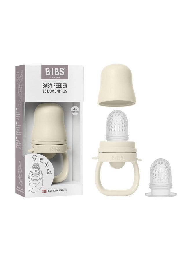 BIBS Baby Feeder with 2 Silicone Nipples, Compatible with Freezer Tray, Easy-Grip, BPA-Free - Ideal for Teething & Self-Feeding, 4+ Months - Ivory - Image 1