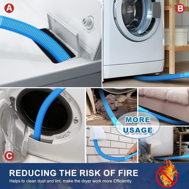JILMAJ JILMAJ Washing Machine Cleaning Tool Dryer Vent Cleaner Kit for Universal Vacuum Cleaner Flexible Dryer Lint Remover Hose Attachment Brush Lint Remover Power Washer and Dryer Vent Vacuum Hose  - Image 2